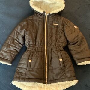 DKNY Black Puffer Jacket with Cream Lining
